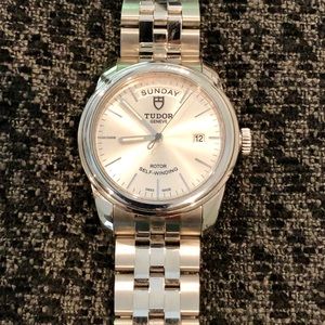 Tudor Glamour Day Date Watch Silver 39mm